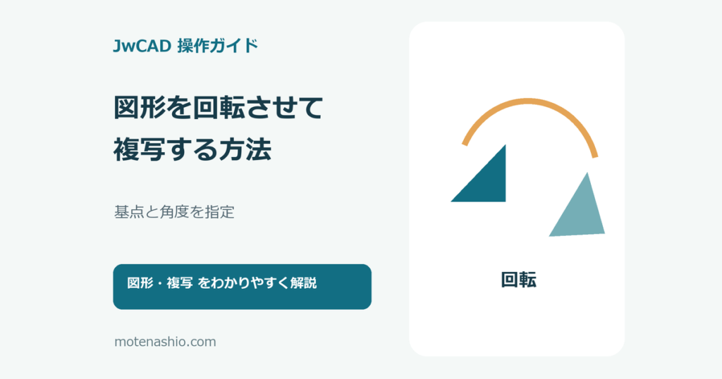 JwCADで図形を回転させて複写する方法のアイキャッチ