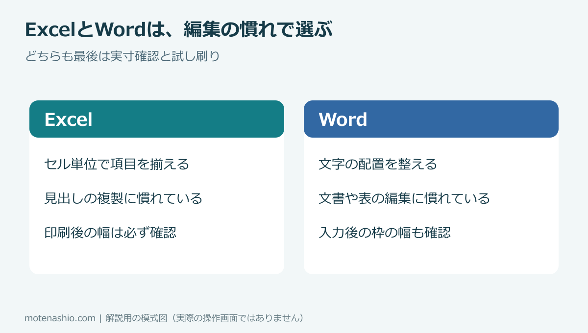 Excel版が向いている作業の図解
