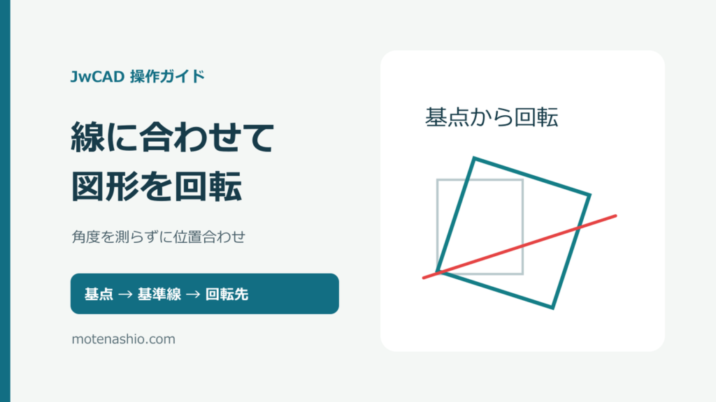 JwCADで線に合わせて回転する方法|マウス角・基点の決め方