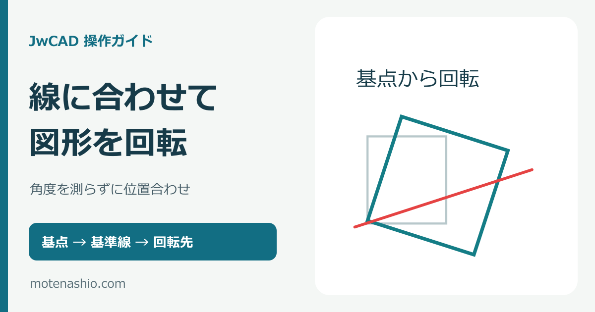 JwCADで線に合わせて回転する方法|マウス角・基点の決め方