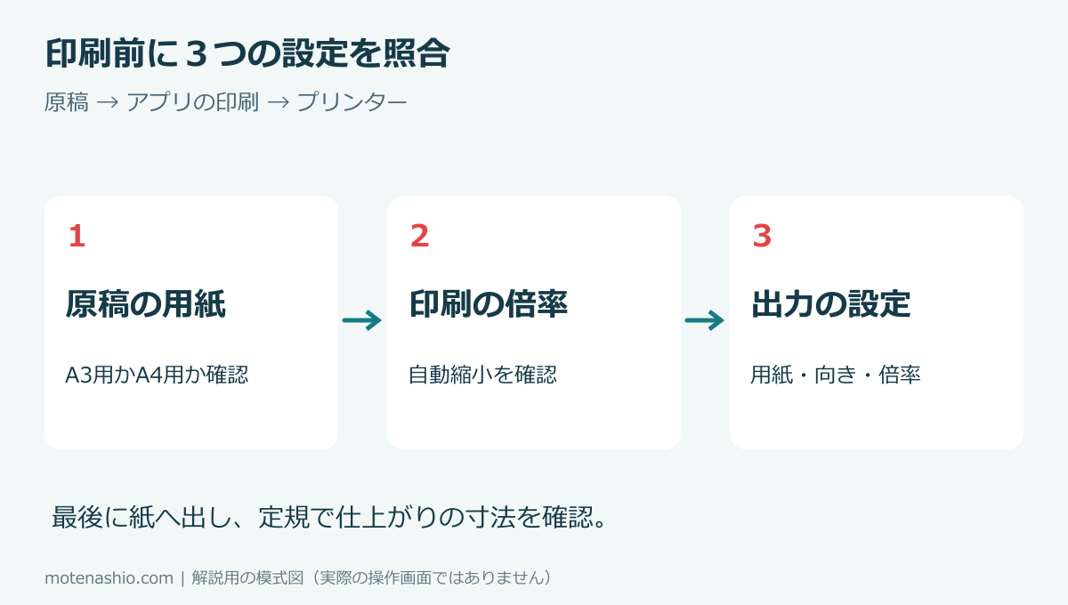 文書とプリンターの用紙・倍率を合わせる