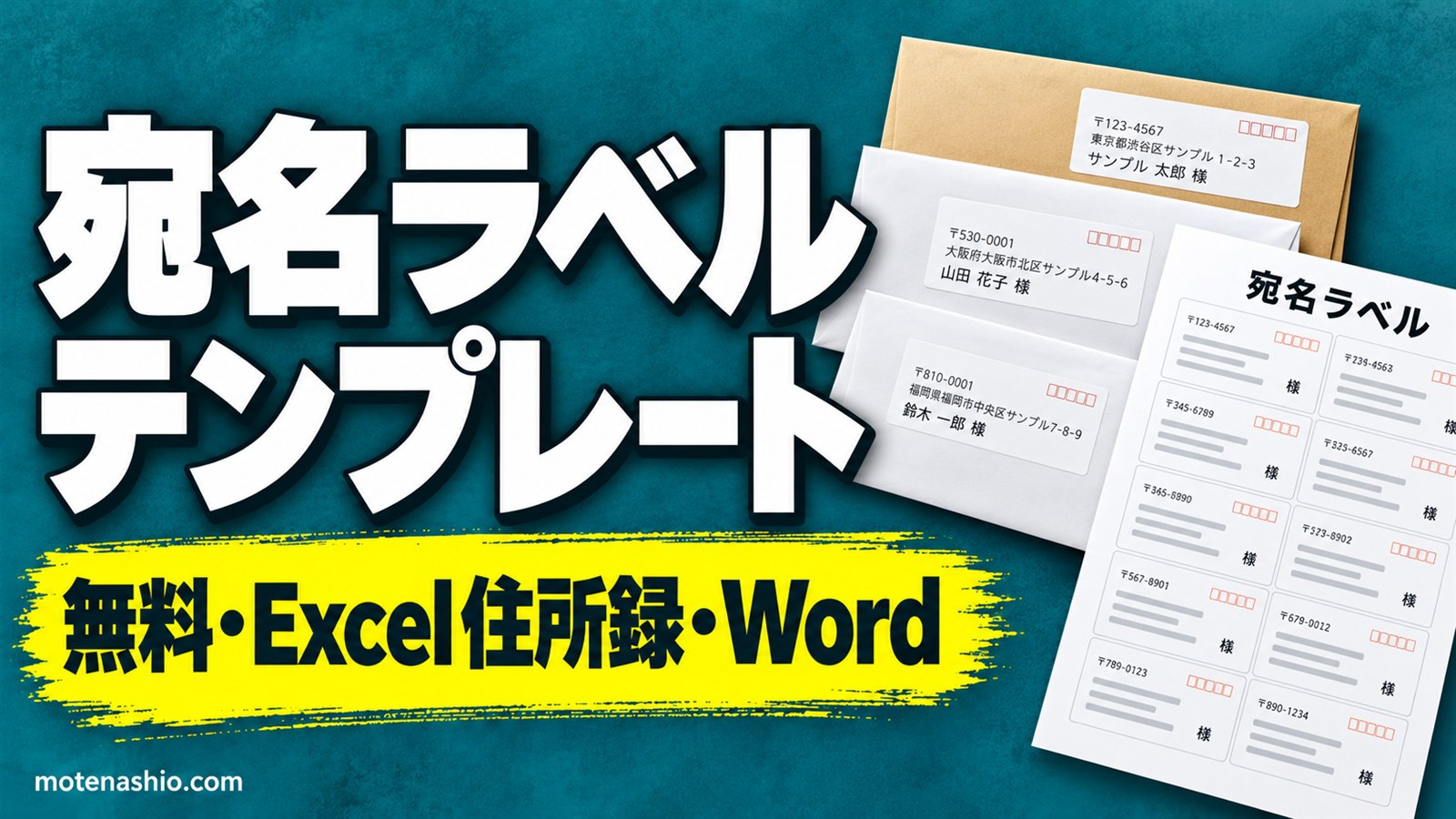 宛名ラベル テンプレート無料【Excel住所録・Word】A4 12面・24面｜エクセルの住所録から差し込み印刷で市販ラベルにずれずに印刷する方法
