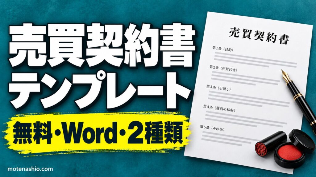 売買契約書テンプレート無料【Word】物品(中古品にも)・自動車(個人間)の2種類｜書き方と所有権・契約不適合責任・印紙
