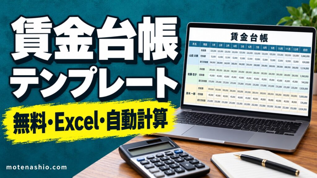 賃金台帳テンプレート無料【Excel】個人別(1年分・賞与つき)と月別一覧｜総支給額・差引支給額を自動計算・書く項目と保存期間