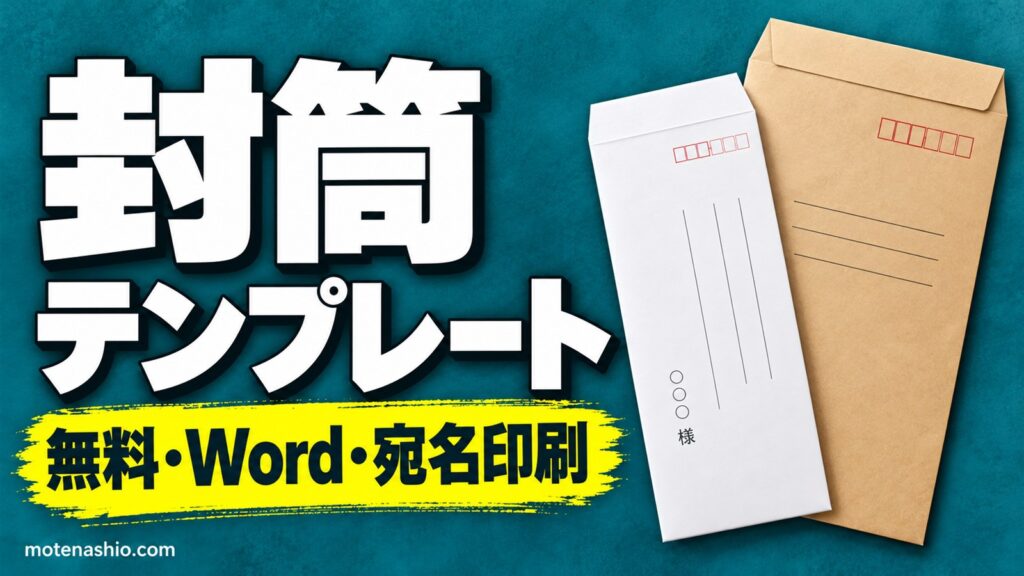 封筒テンプレート無料【Word】長形3号(縦書き・表と裏)・角形2号(横書き)の宛名印刷|封筒の書き方と朱書き