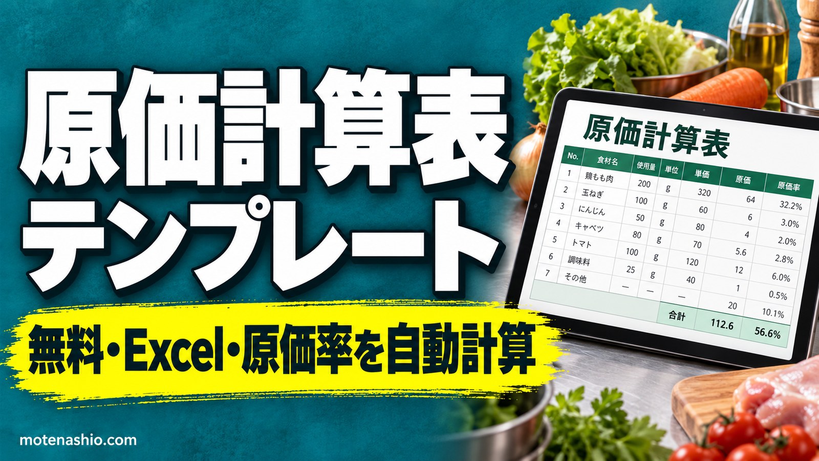 原価計算表テンプレート無料【Excel】飲食店のメニュー原価(原価率・売価の目安)と製品の原価|原価計算のやり方