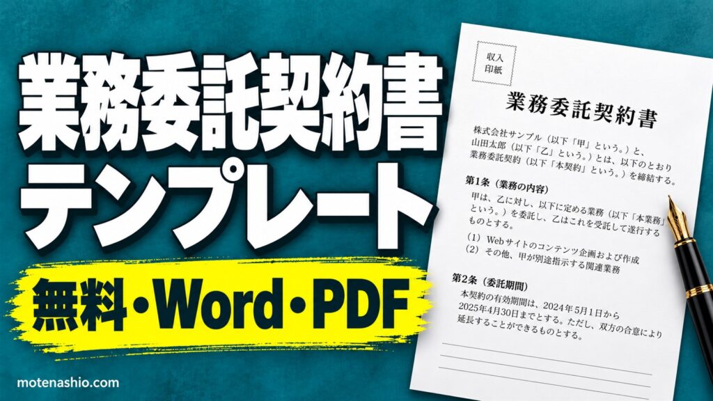 業務委託契約書テンプレート無料【Word・PDF】標準版・簡易版｜フリーランス・個人への発注に・書き方と印紙