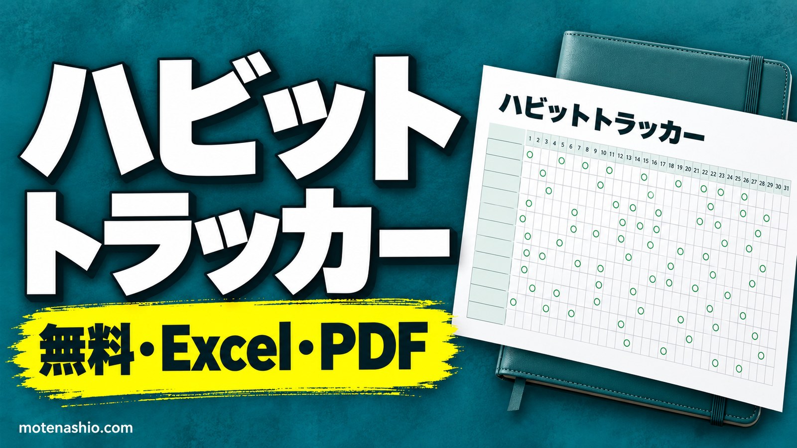 ハビットトラッカー テンプレート無料【Excel・PDF】○を付けるだけで達成率と連続日数を自動表示|習慣化のコツと続けやすい項目の例
