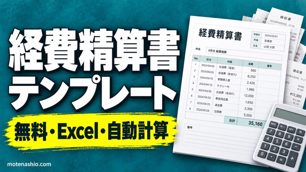 経費精算書・交通費精算書テンプレート無料【Excel】自動計算｜往復は2倍・仮払金の差額・勘定科目別の小計
