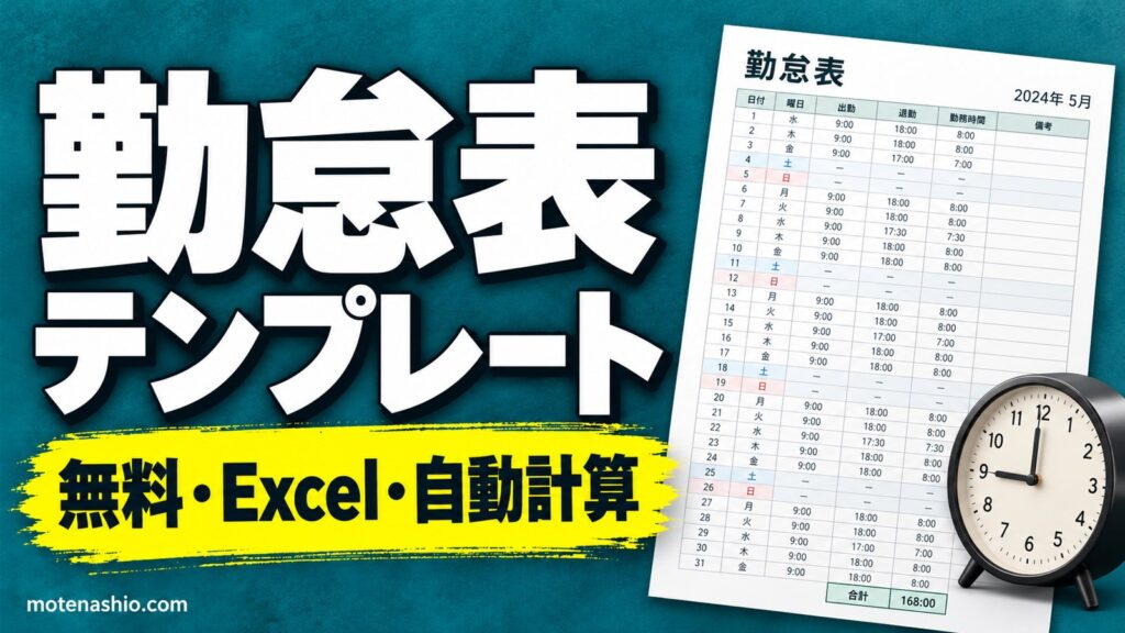 勤怠表テンプレート無料【Excel】月間・自動計算｜実働・残業・深夜と時給から支給額の目安まで