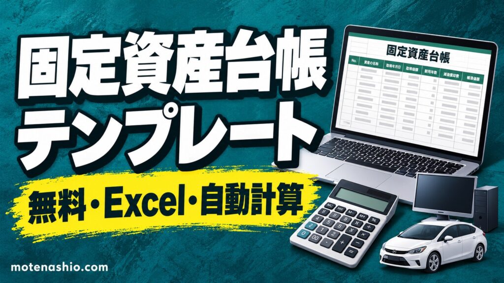 固定資産台帳テンプレート無料【Excel】減価償却(定額法)を自動計算・年ごとの償却表つき｜書く項目と耐用年数の例