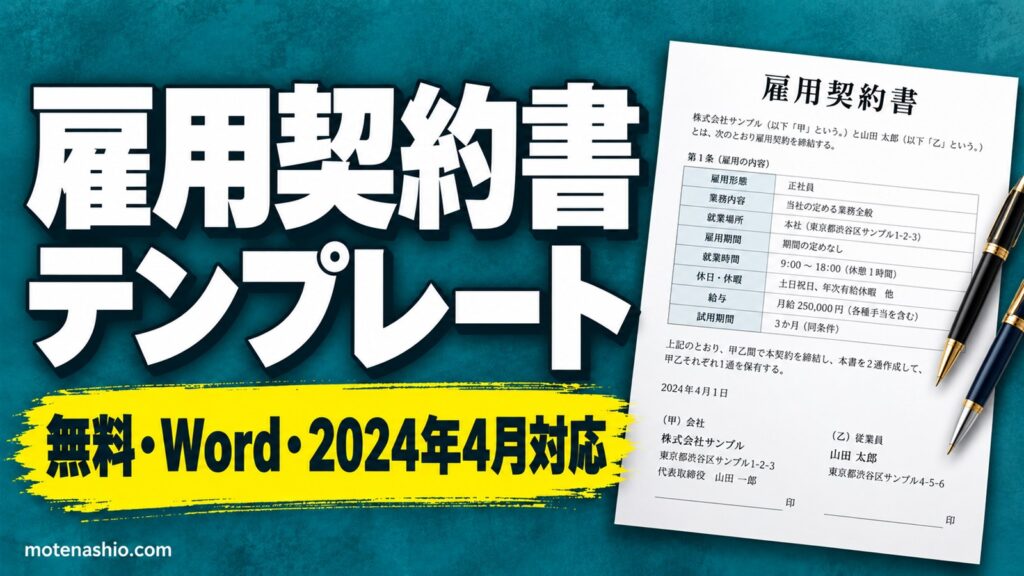 雇用契約書テンプレート無料【Word】正社員用・パート用｜労働条件通知書兼用・2024年4月の改正に対応