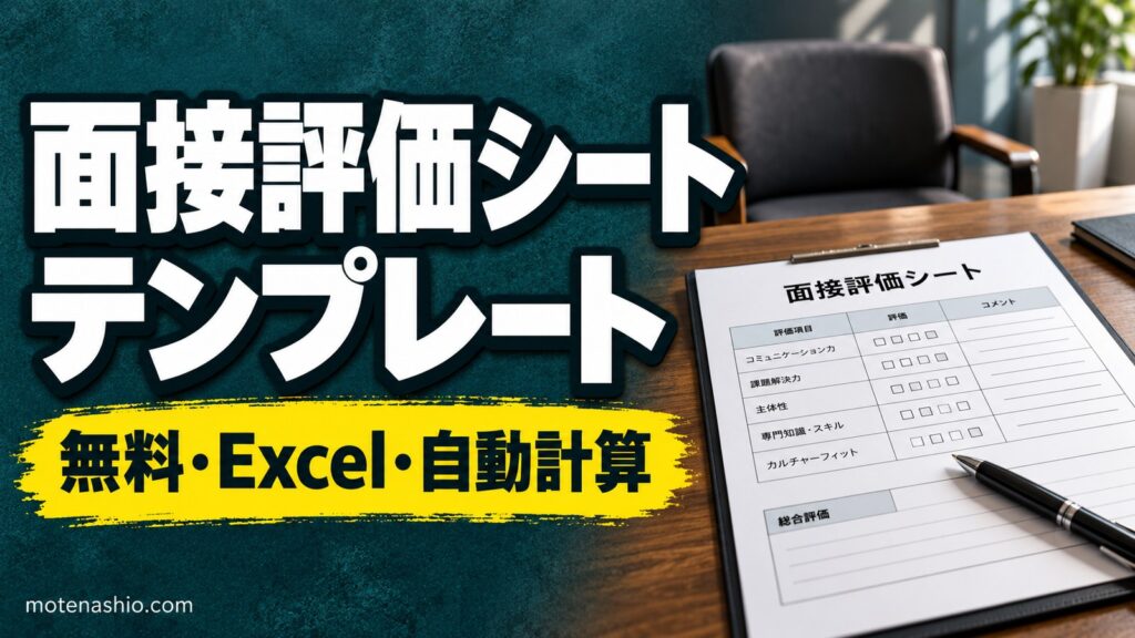 面接評価シートテンプレート無料【Excel】中途採用・新卒採用・比較表｜評価項目と点数を自動計算・評価基準の作り方