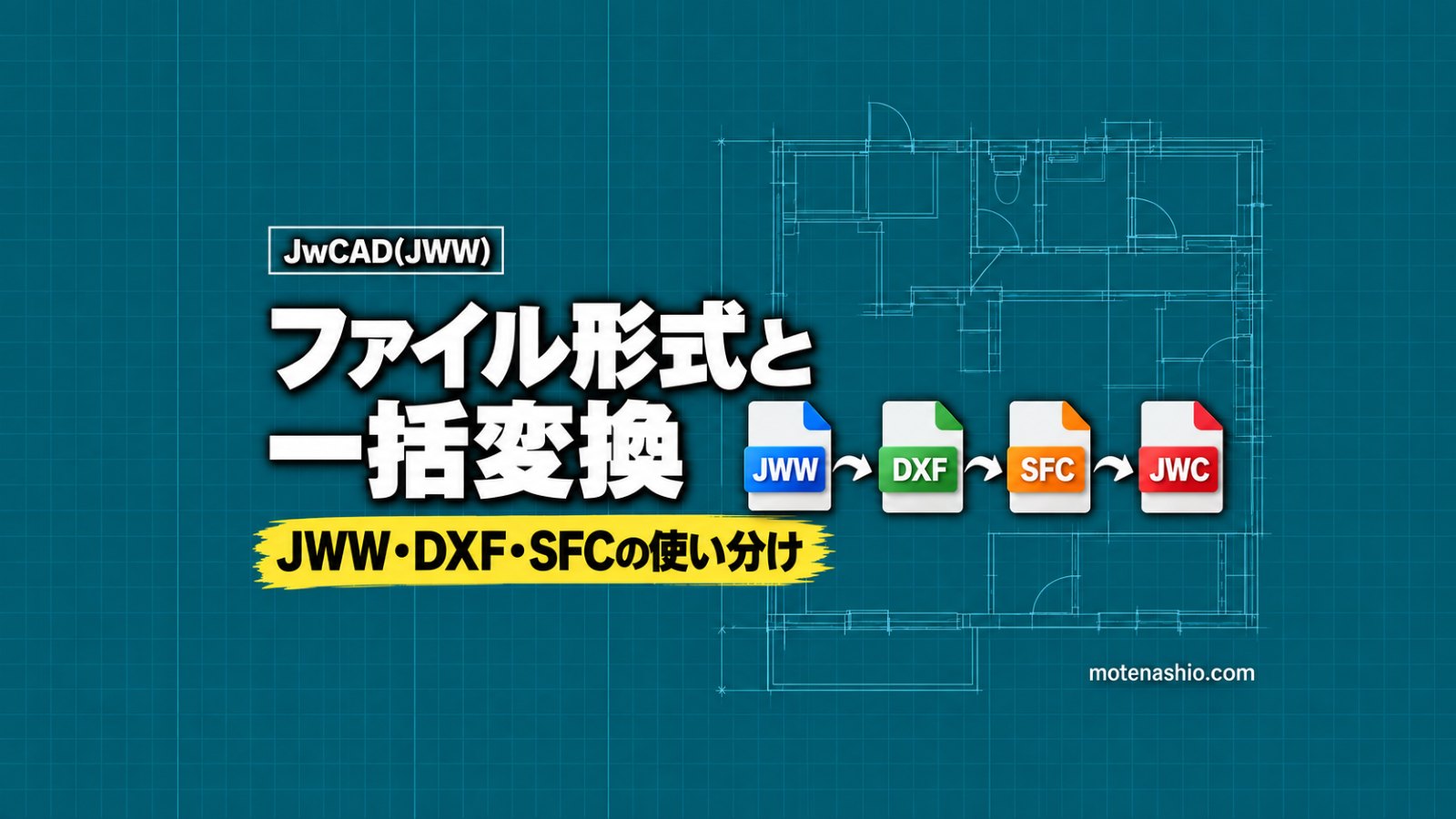 Jw_cadのファイル形式一覧と一括変換｜JWW・JWC・DXF・SFCの使い分けとまとめて変換する方法