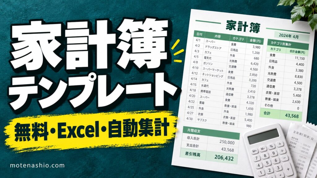 家計簿テンプレート無料【Excel】費目別に自動集計・年間まとめつき｜シンプルで続けやすい