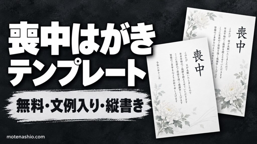 喪中はがきテンプレート無料【文例入り・縦書き】白菊・桔梗など4種類｜登録不要・書き方とマナー