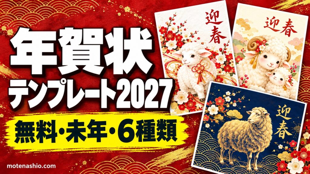 年賀状テンプレート2027無料【未年】おしゃれ・かわいい・和風の6種類｜登録不要で印刷