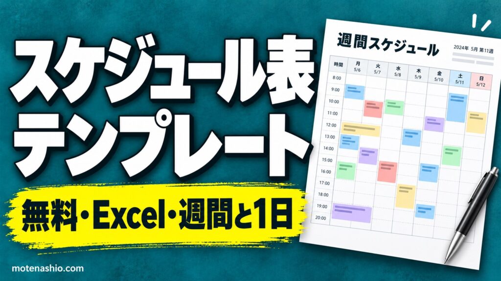 スケジュール表テンプレート無料【Excel】週間(30分きざみ)・1日のToDo付き｜開始日を入れると日付が自動で入る