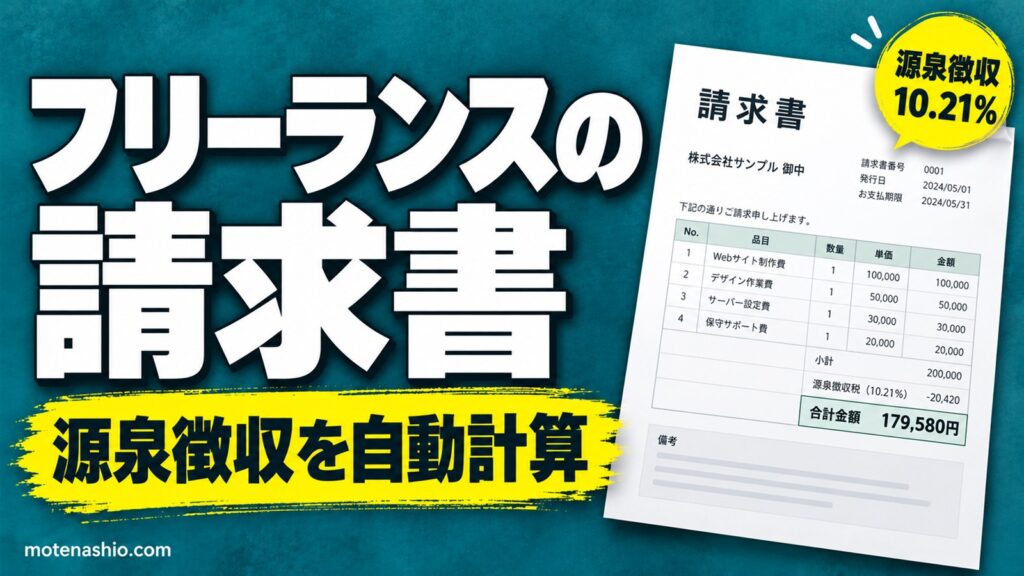 請求書テンプレート 個人事業主・フリーランス向け【Excel】源泉徴収を自動計算｜無料・登録不要