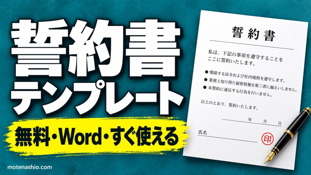 誓約書テンプレート無料【Word】秘密保持・個人間の約束の2種類｜書き方と例文・効力の注意点