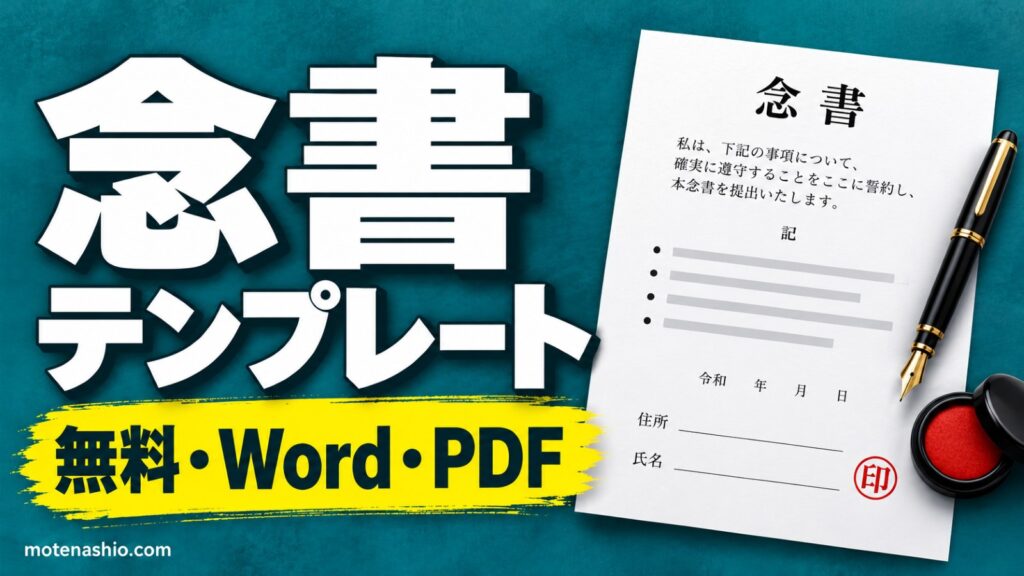 念書テンプレート無料【Word・PDF】一般用・支払いの約束用の2種類｜書き方と例文・誓約書や覚書との違い