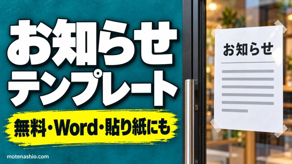 お知らせテンプレート無料【Word】臨時休業・営業時間変更の貼り紙と社内のお知らせ(文例つき)|書き方