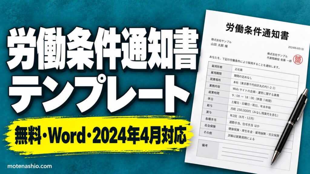 労働条件通知書テンプレート無料【Word】正社員用・パート用｜2024年4月の明示ルール変更に対応・書き方と記入例