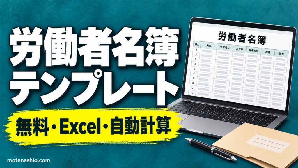 労働者名簿テンプレート無料【Excel】個人別(1人1枚)と一覧(年齢・勤続年数を自動計算)｜書く項目・保存期間・法定三帳簿