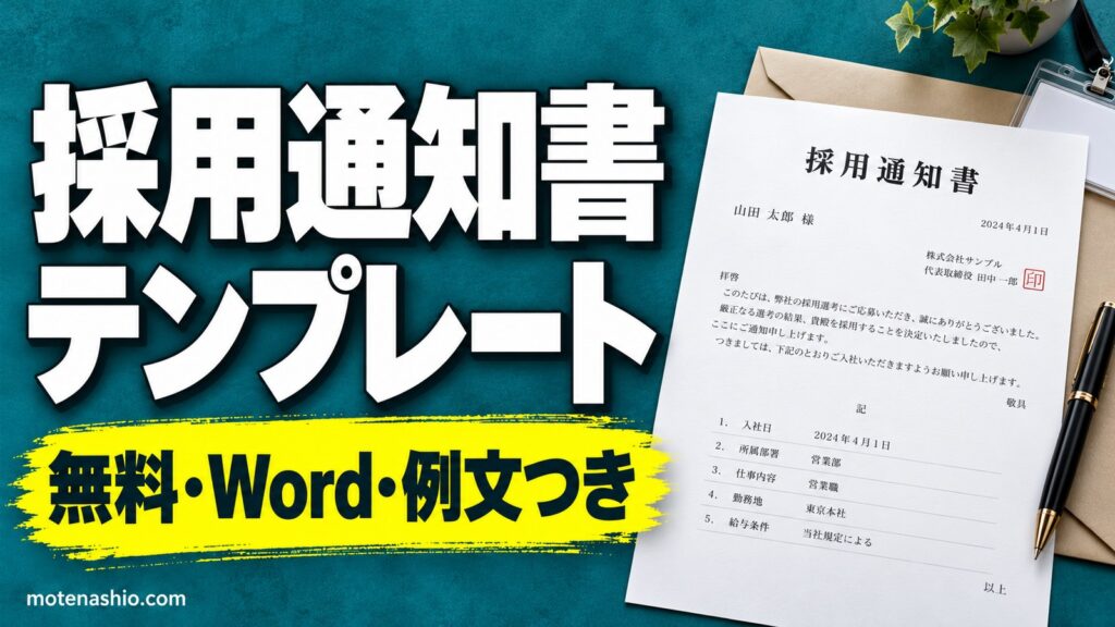 採用通知書テンプレート無料【Word】正社員(中途)・パート・アルバイト用と不採用通知書｜例文と書き方・内定通知書とのちがい