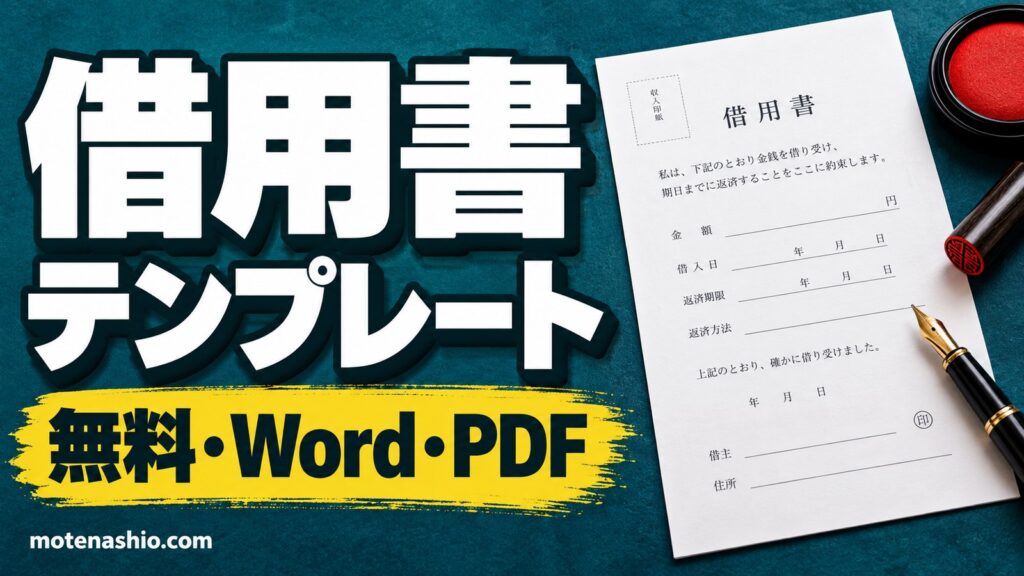 借用書テンプレート無料【Word・PDF】個人間・家族のお金の貸し借りに｜一括・分割返済・物品の3種類と書き方