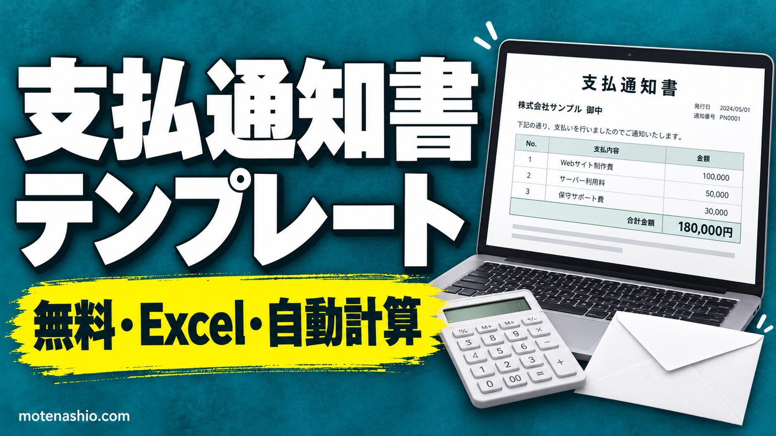支払通知書テンプレート無料【Excel】税率別(インボイス・仕入明細書対応)とシンプル版|金額を自動計算・書き方と送るタイミング