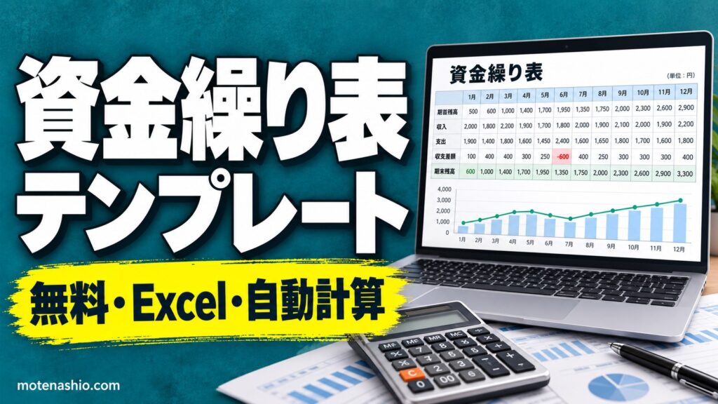 資金繰り表テンプレート無料【Excel】月次(12か月)・個人事業主向けの簡易版｜翌月繰越を自動計算・資金不足の月は赤く表示