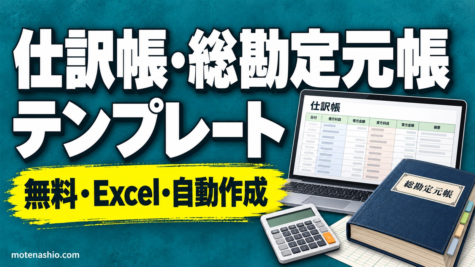 仕訳帳・総勘定元帳テンプレート無料【Excel】科目を選ぶと元帳が自動作成・試算表つき|仕訳の書き方と例