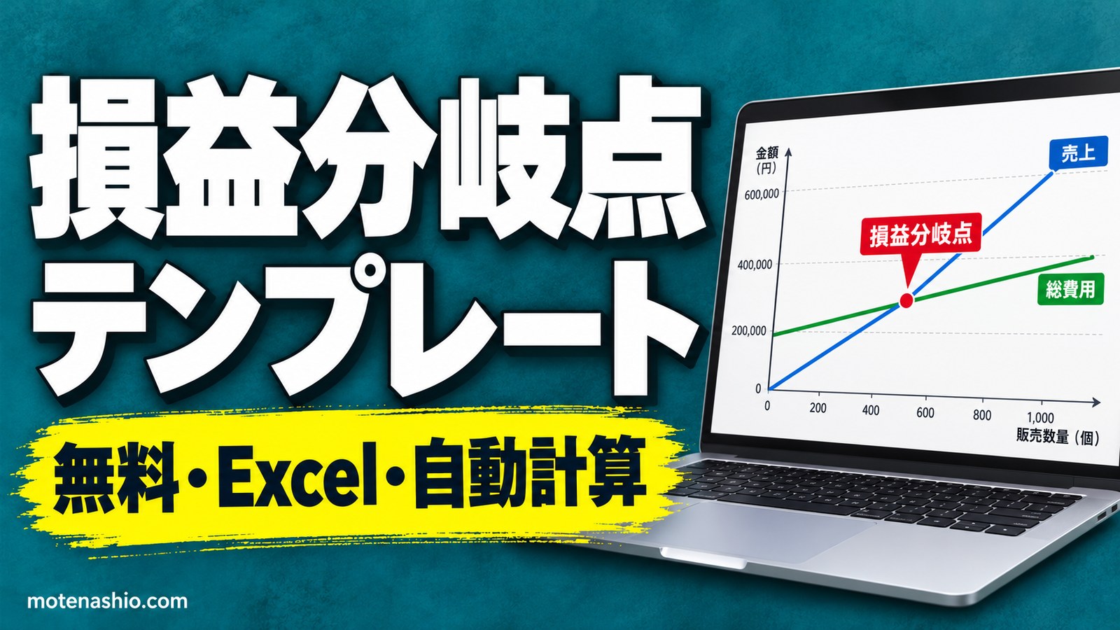 損益分岐点テンプレート無料【Excel】売上・変動費・固定費を入れるだけで自動計算(グラフつき)|損益分岐点の求め方