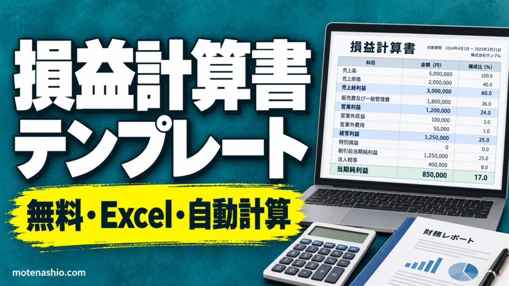 損益計算書テンプレート無料【Excel】年間・月次(12か月)と貸借対照表｜段階利益を自動計算・見方と作り方